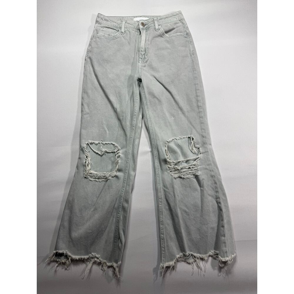 Vervet Women's Distressed Straight Crop Mint Green Jeans - Size 24 (25x24)*